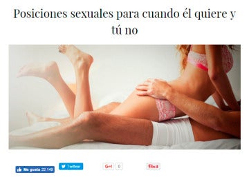 Imagen del polémico artículo sobre las posiciones sexuales para cuando no quieres sexo Imagen del polémico artículo sobre las posiciones sexuales para cuando no quieres sexo