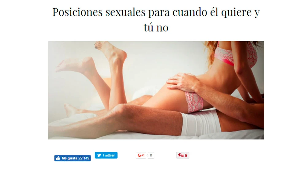 Imagen del polémico artículo sobre las posiciones sexuales para cuando no quieres sexo Imagen del polémico artículo sobre las posiciones sexuales para cuando no quieres sexo