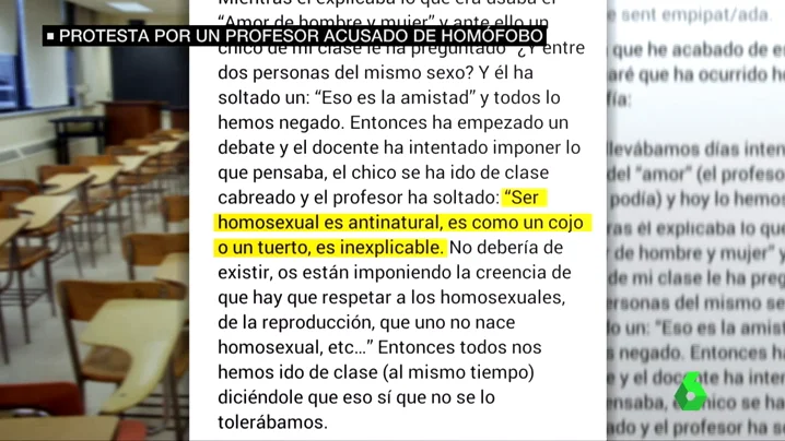 Protesta contra un profesor por comentarios homófobos