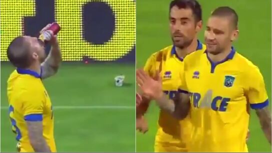 Se bebe una cerveza y marca el gol del empate