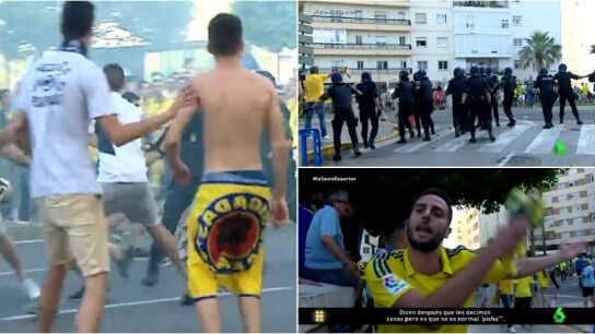 Enfrentamientos entre Polic&iacute;a y aficionados del C&aacute;diz