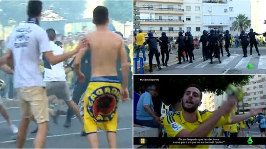 Enfrentamientos entre Policía y aficionados del Cádiz Enfrentamientos entre Policía y aficionados del Cádiz