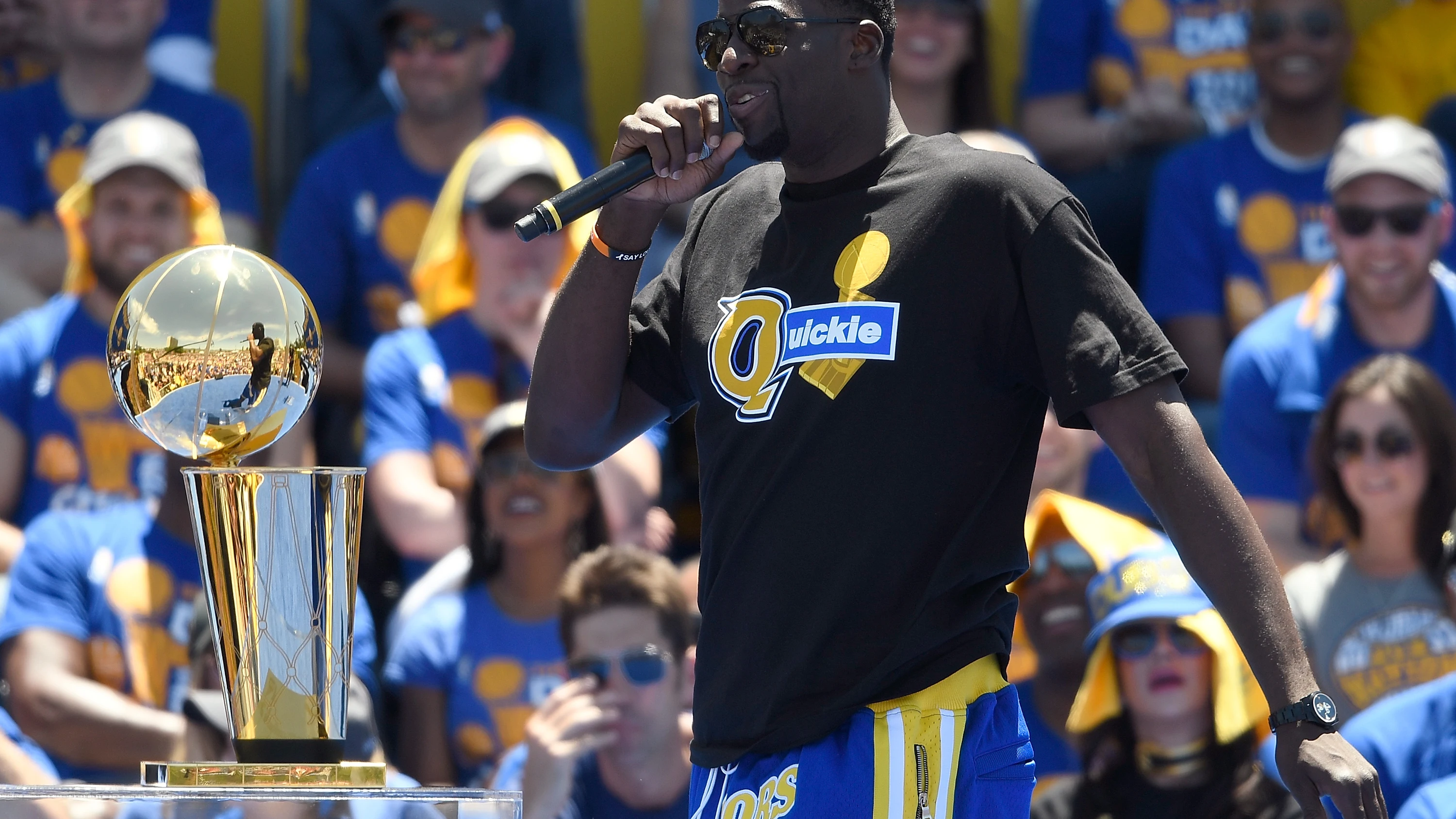 Draymond Green, con la camiseta de 'Quickie' ("Rapidito")