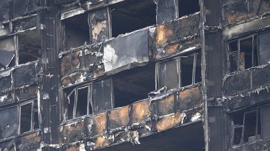 Fachada de la torre Grenfell de Londres, arrasada por el incendio Fachada de la torre Grenfell de Londres, arrasada por el incendio