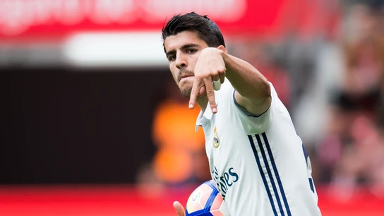 Morata celebra un gol con el Real Madrid Morata celebra un gol con el Real Madrid