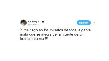 Tuit de Francisco Rivera en defensa de Fandiño