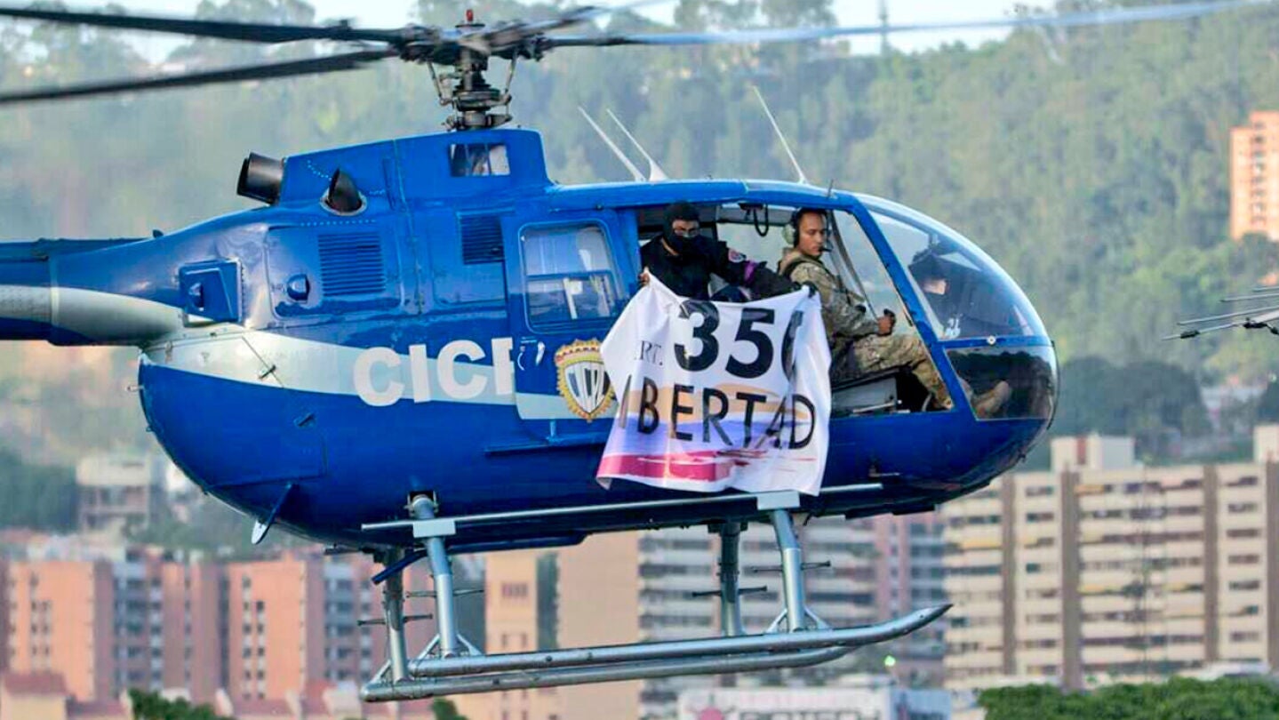 Helic&oacute;ptero con el que se atac&oacute; a la sede del Tribunal Supremo en Venezuela