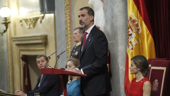 El rey Felipe VI, durante el discurso que pronunció en el Congreso El rey Felipe VI, durante el discurso que pronunció en el Congreso