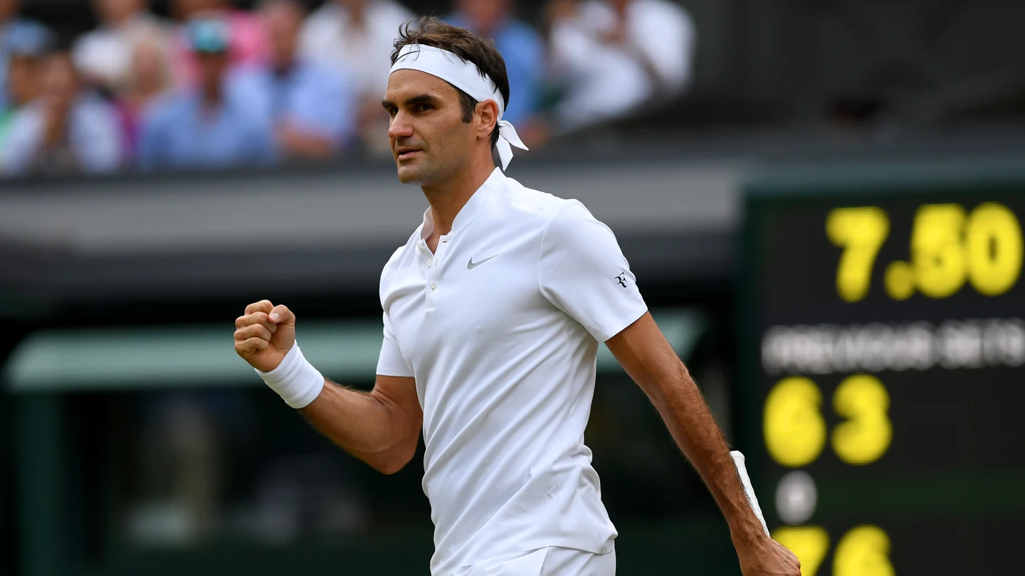Roger Federer celebra un punto ante Lajovic Roger Federer celebra un punto ante Lajovic