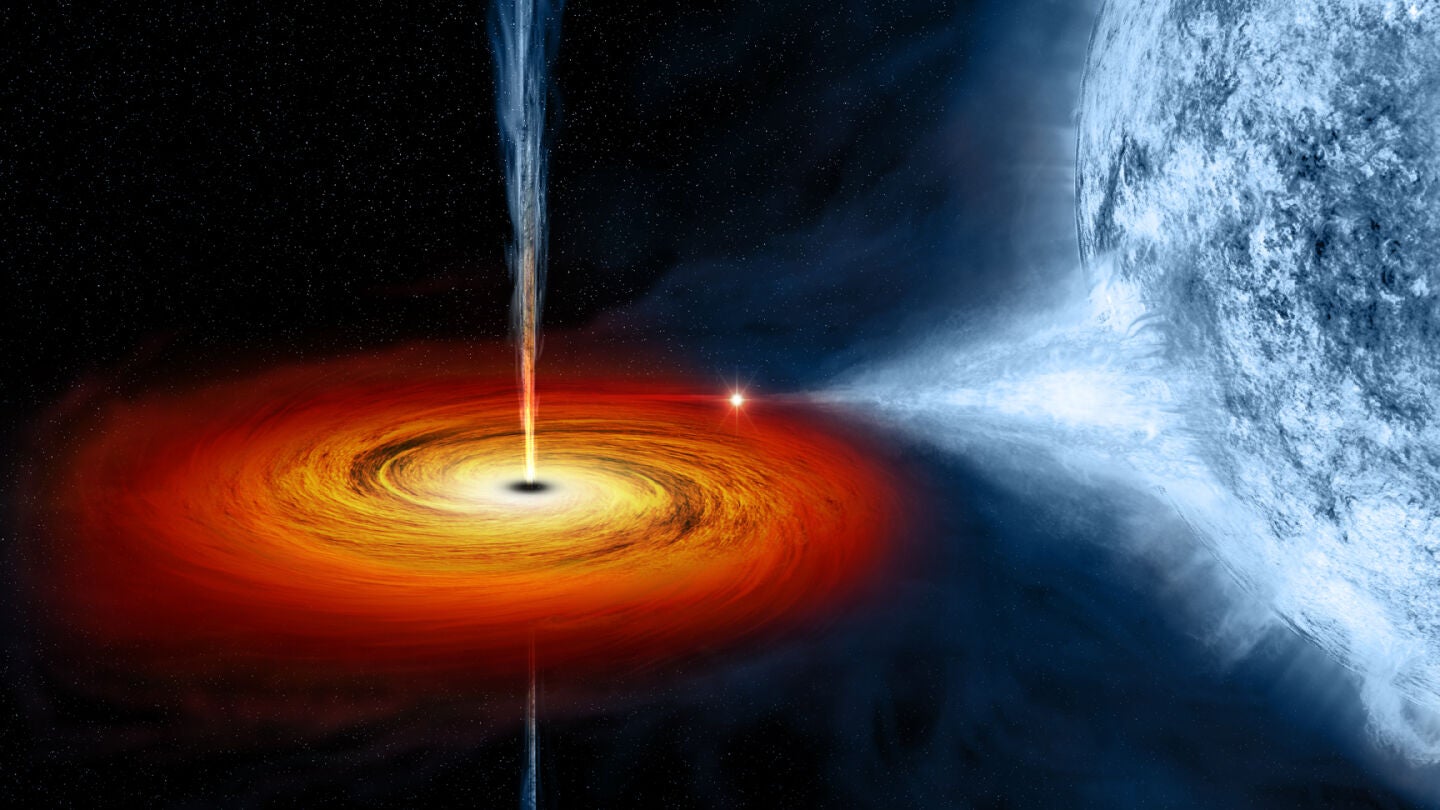 Los agujeros blancos son los inversos temporales de los negros, en lugar de capturar todo en su interior, lo expulsan. / NASA.