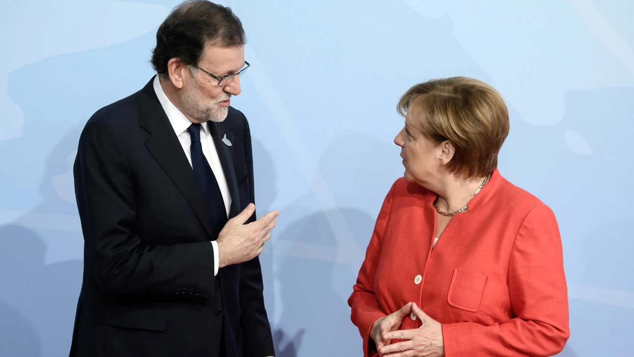Mariano Rajoy y Angela Merkel en la cumbre del G-20
