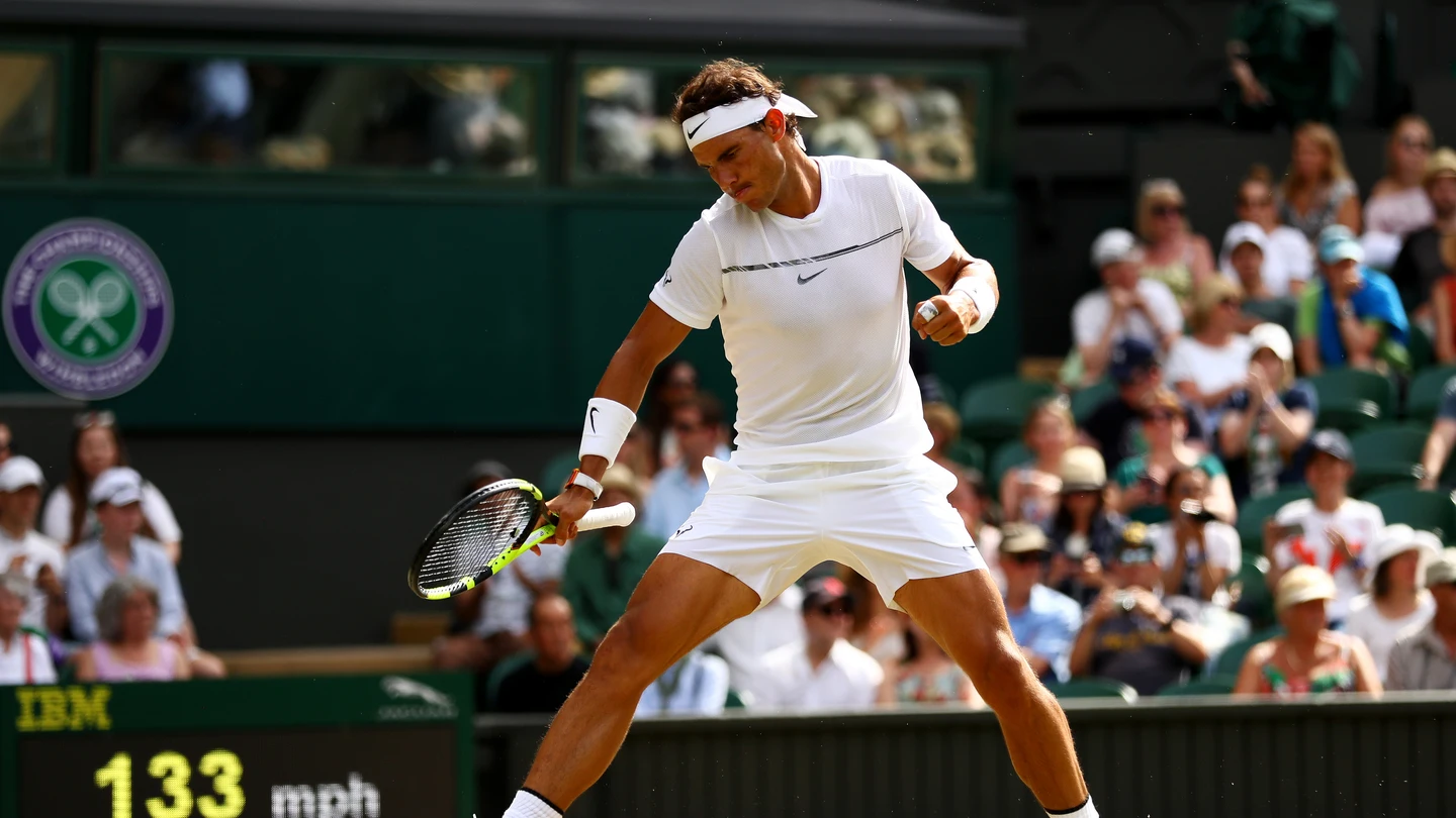 Nadal celebra un punto ante Karen Khachanov Nadal celebra un punto ante Karen Khachanov