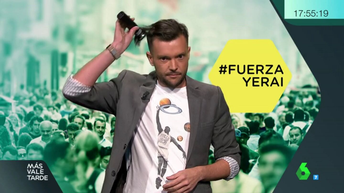 Javi Fuente se rapa en directo en M&aacute;s Vale Tarde