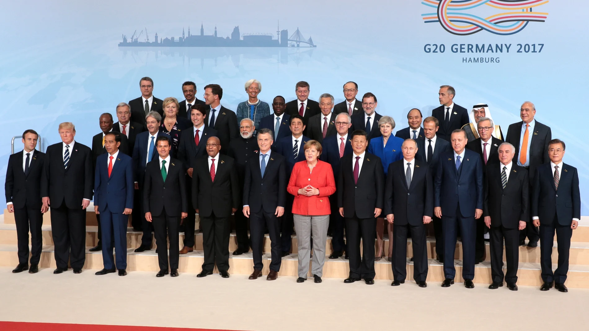 Foto de familia de los líderes participantes en la cumbre del G20 en Alemania