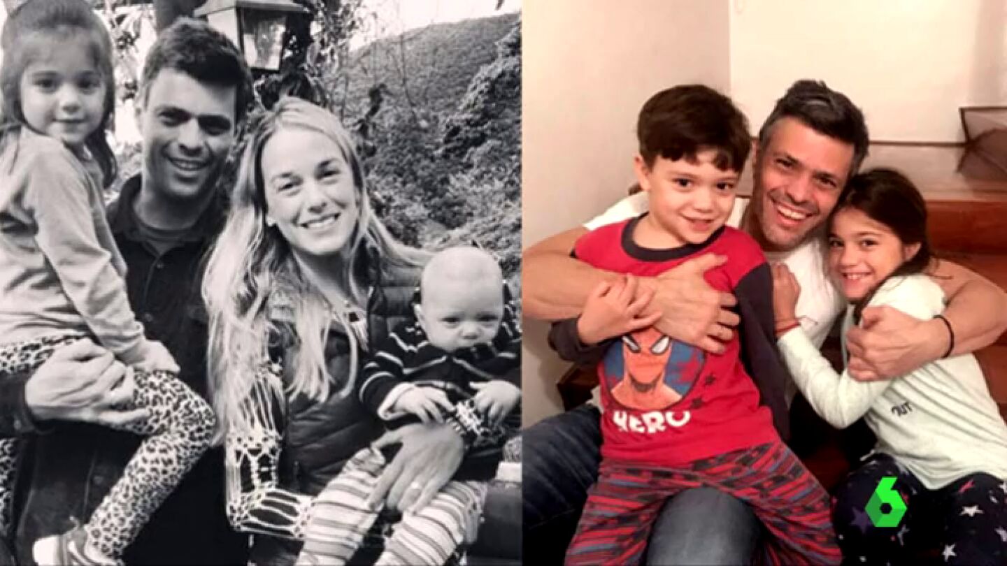 Leopoldo L&oacute;pez junto a su familia antes y despu&eacute;s de pasar por la c&aacute;rcel