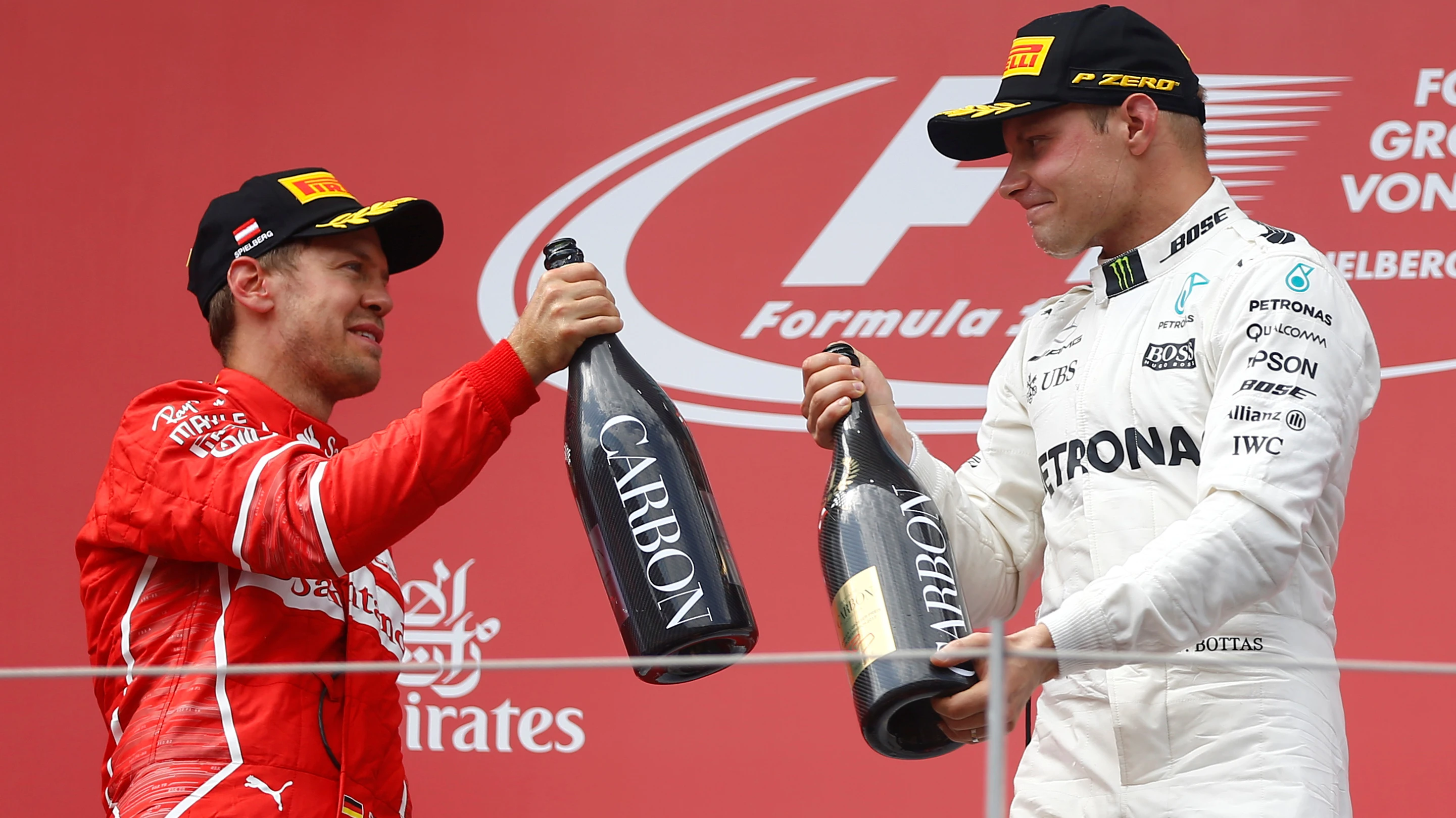 Vettel y Bottas, en el podio de Spielberg