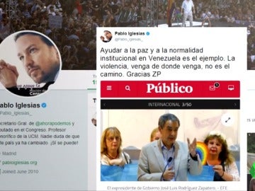 El tuit de Iglesias agradeciendo la labor de Zapatero El tuit de Iglesias agradeciendo la labor de Zapatero