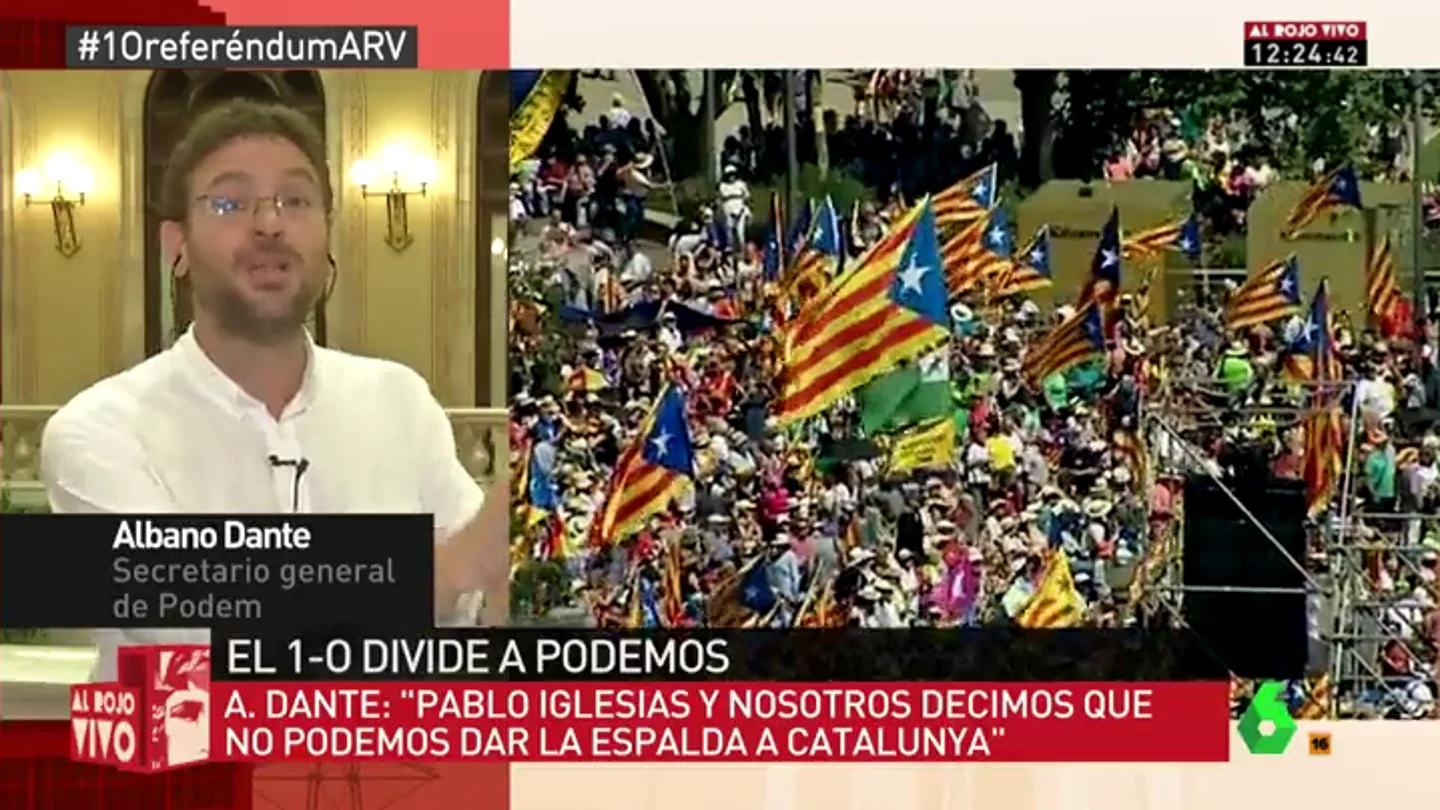 Albano Dante: "Pablo Iglesias y nosotros decimos que no podemos dar la espalda a lo que dice la gente en Cataluña" Albano Dante: "Pablo Iglesias y nosotros decimos que no podemos dar la espalda a lo que dice la gente en Cataluña"