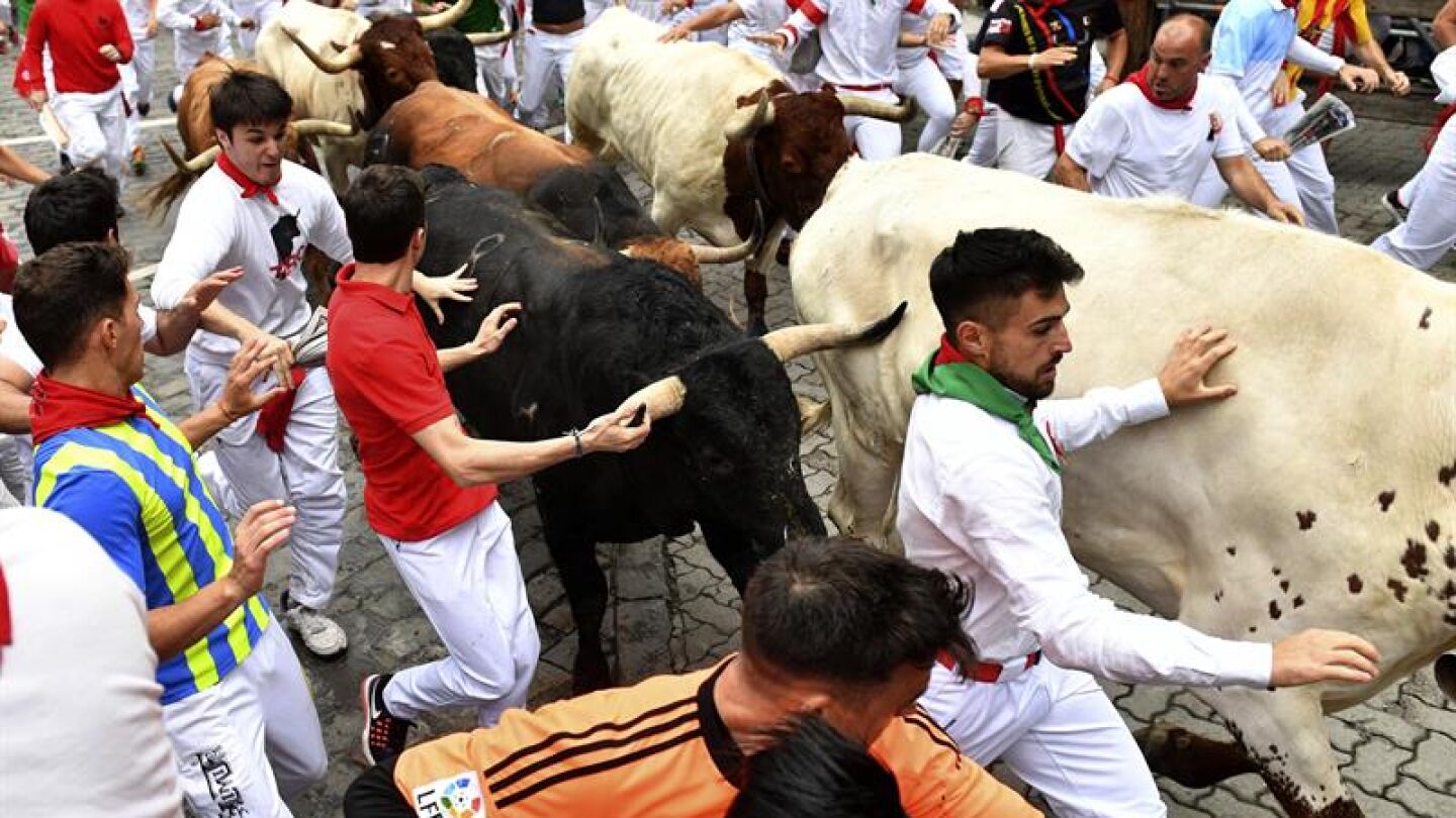 Los toros de la ganader&iacute;a de Fuente Ymbro en el cuarto encierro
