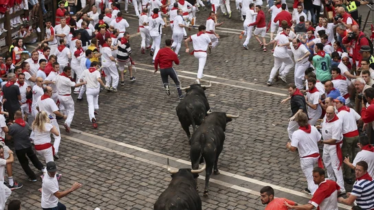 Quinto encierro San Fermín 2017 Los toros de Jandilla han protagonizado el encierro más rápido de los sanfermines 2017.