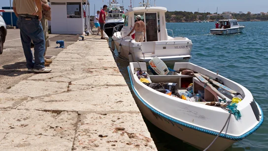 Patera en el puerto de Mallorca Patera en el puerto de Mallorca