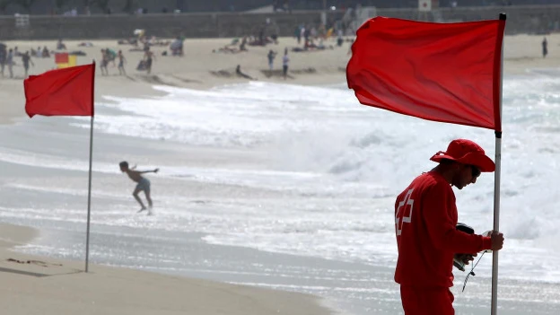 Bandera roja en la playa