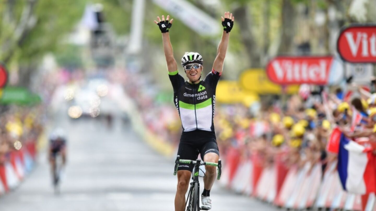 Edvald Boasson Hagen celebra su victoria en la etapa 19 del Tour de Francia