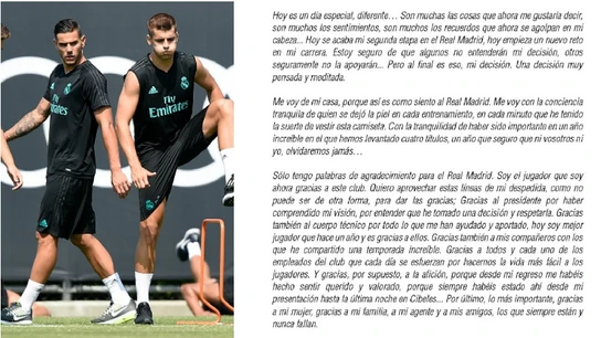 Carta de despedida de Álvaro Morata Carta de despedida de Álvaro Morata