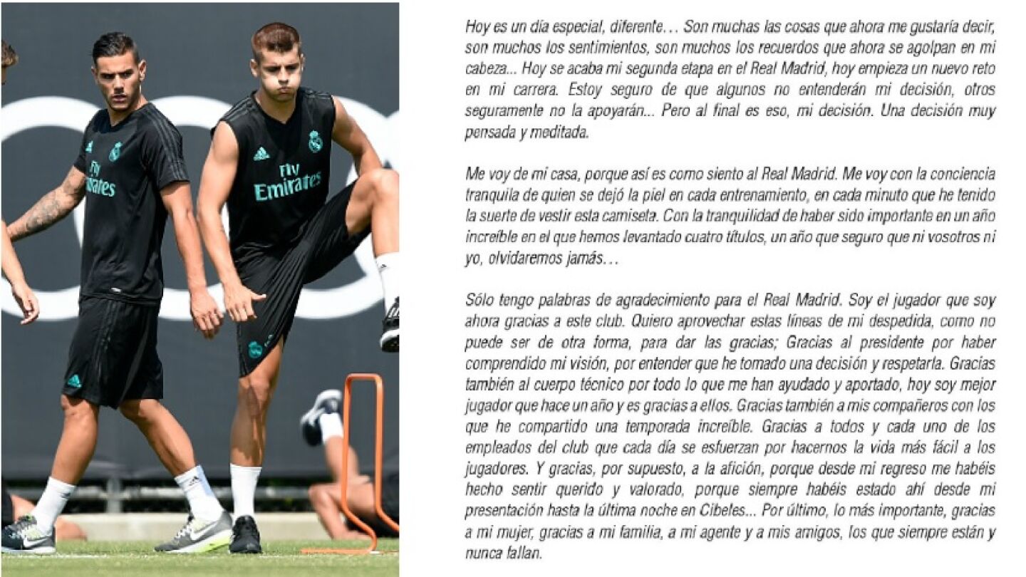 Carta de despedida de &Aacute;lvaro Morata