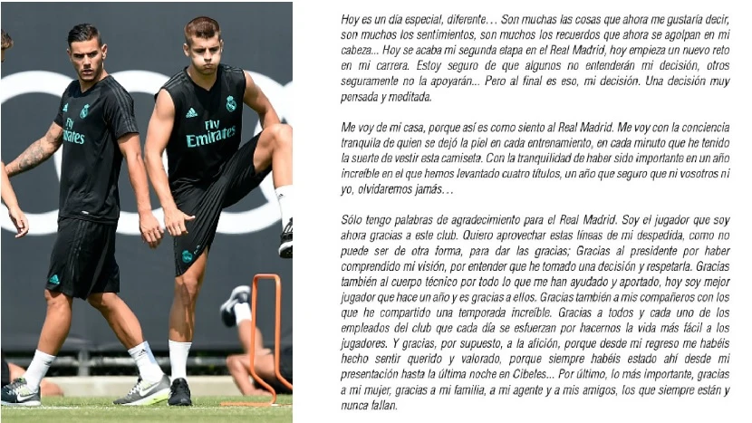 Carta de despedida de Álvaro Morata Carta de despedida de Álvaro Morata