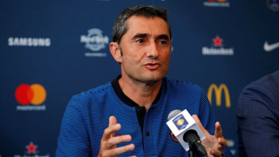 Ernesto Valverde, en rueda de prensa en New Jersey