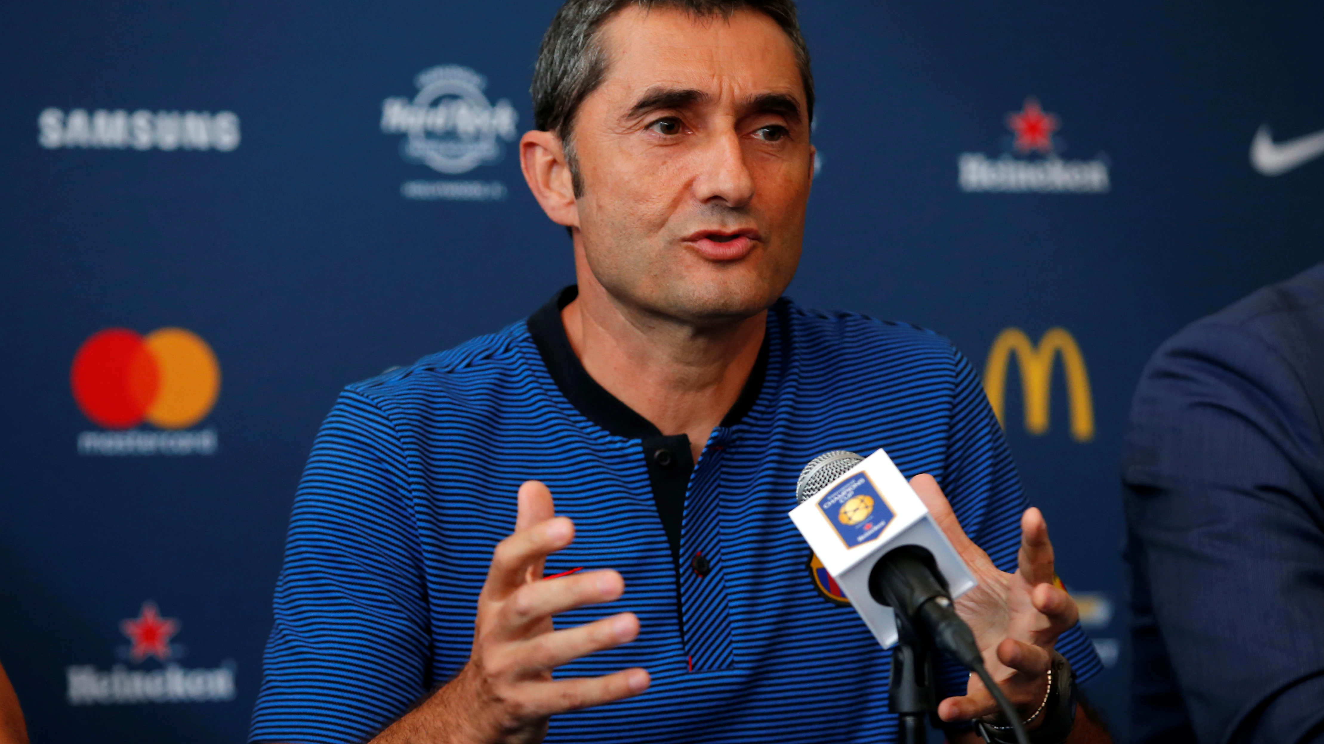 Ernesto Valverde, en rueda de prensa en New Jersey