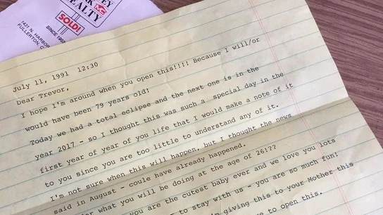 Una imagen de la carta de Betty a Trevor Una imagen de la carta de Betty a Trevor