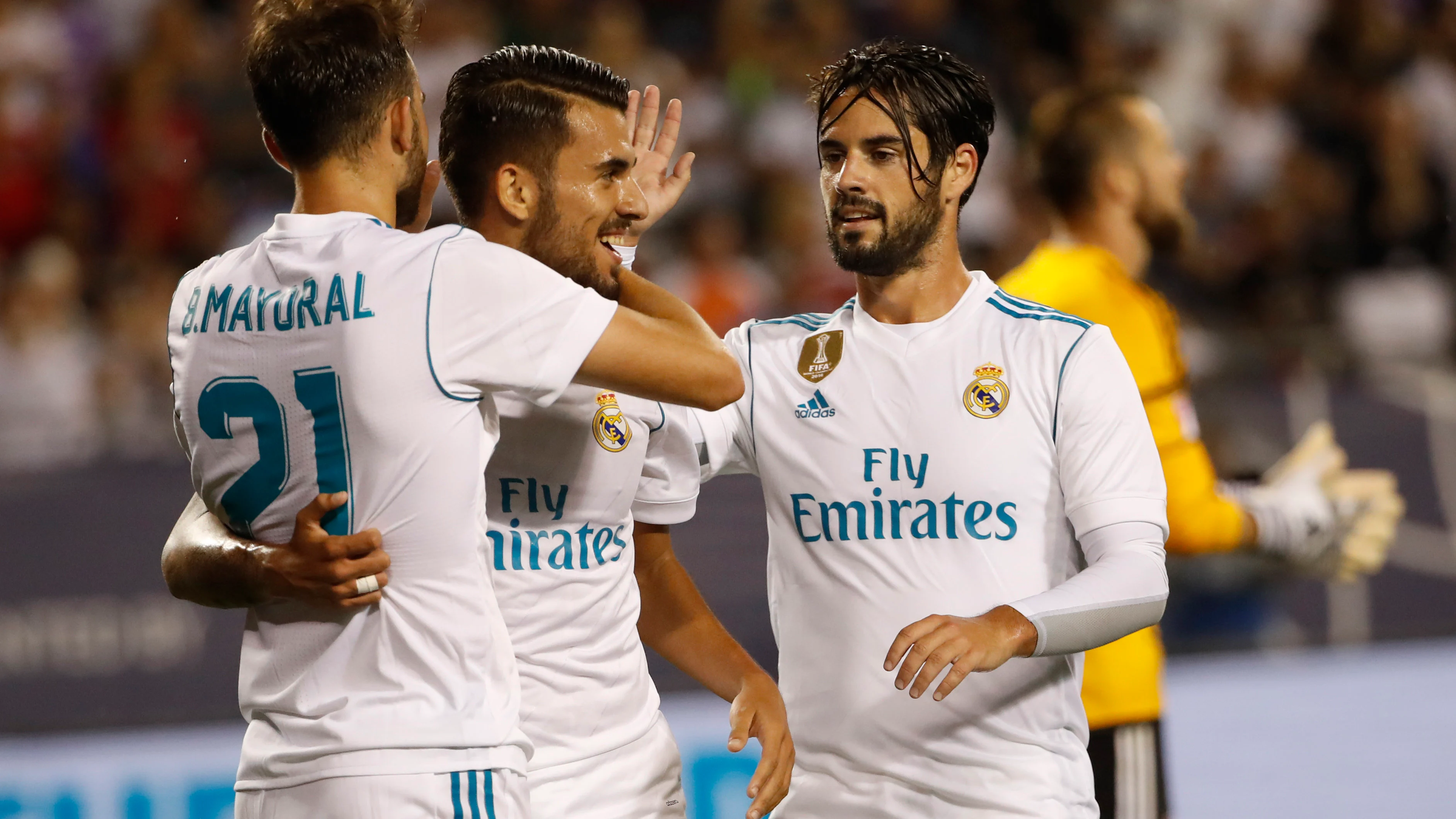 Mayoral, Ceballos e Isco celebran el gol