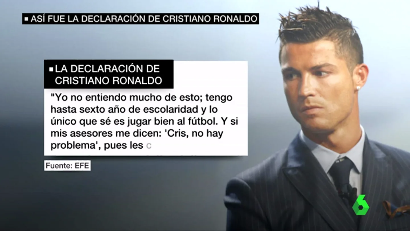 Cristiano Ronaldo, a la jueza: "No entiendo mucho de esto, tengo hasta sexto año de escolaridad" Cristiano Ronaldo, a la jueza: "No entiendo mucho de esto, tengo hasta sexto año de escolaridad"
