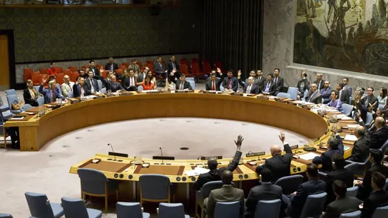 Los miembros del Consejo de Seguridad de la ONU votando Los miembros del Consejo de Seguridad de la ONU votando
