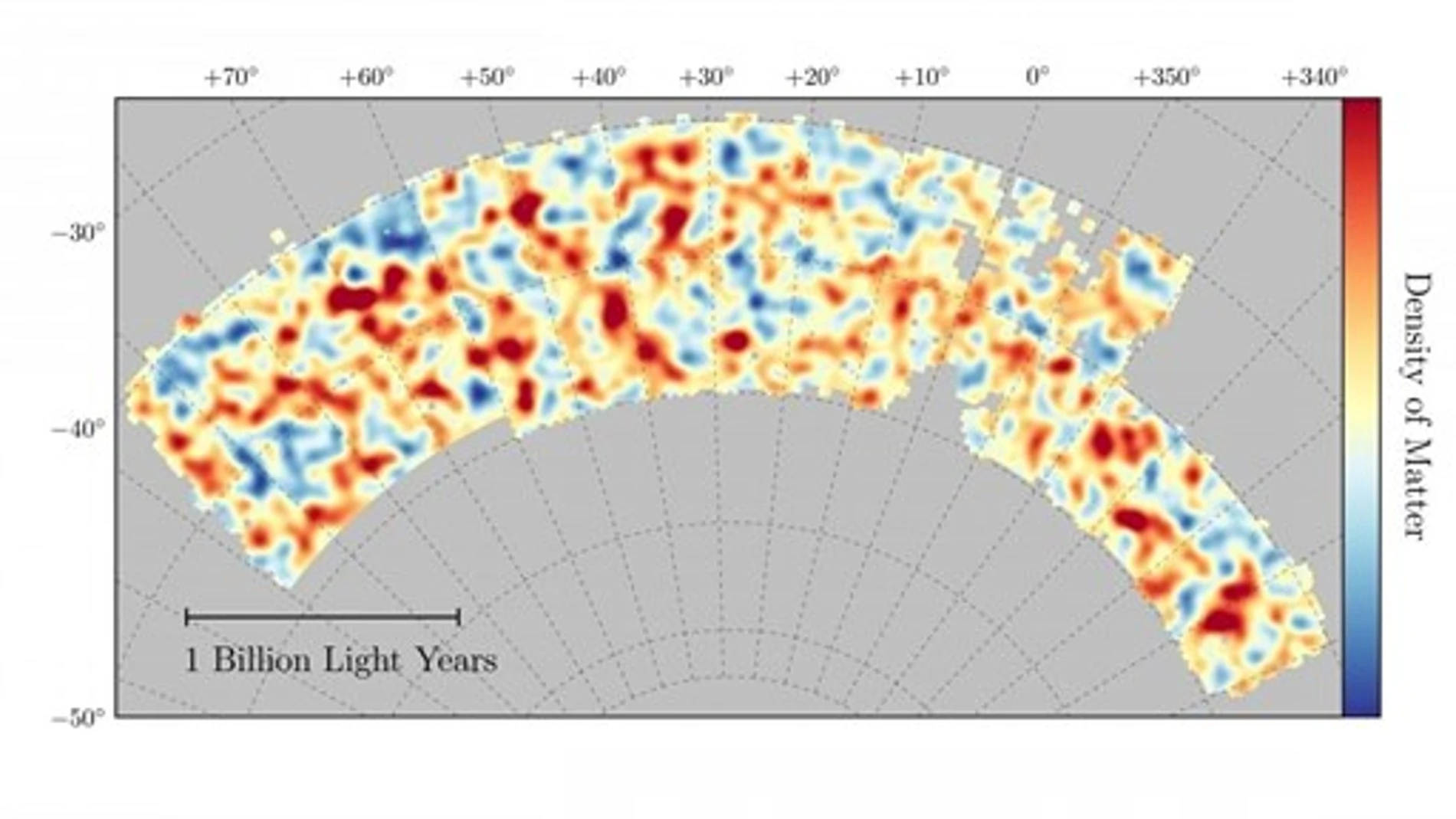 Mapa presentado por los científicos del Dark Energy Survey