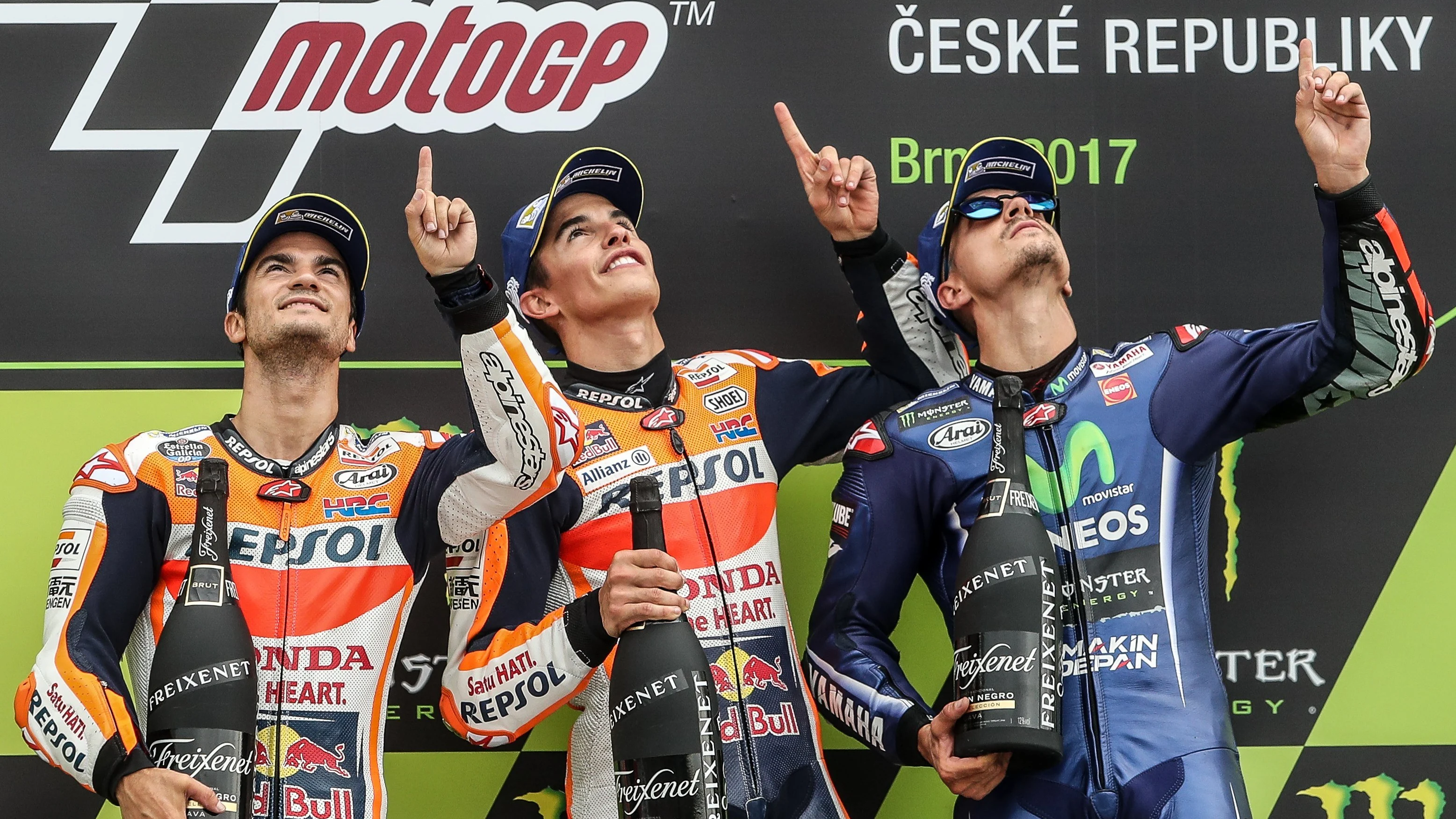 Márquez, Pedrosa y Viñales dedicaron el podio a Ángel Nieto