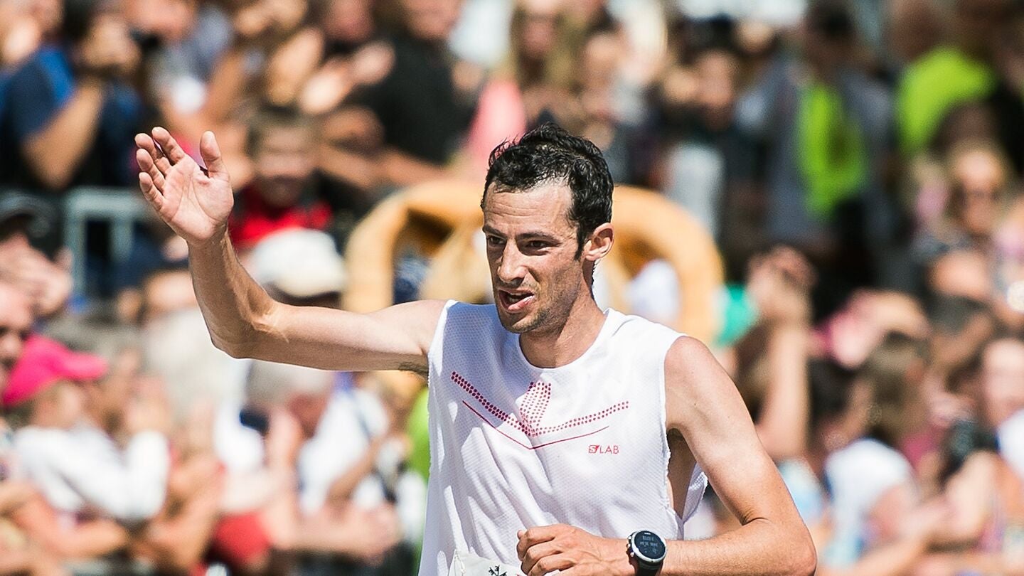 Kilian Jornet celebra su victoria en la Sierre Zinal