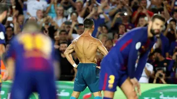 Cristiano Ronaldo celebra su gol en el Clásico