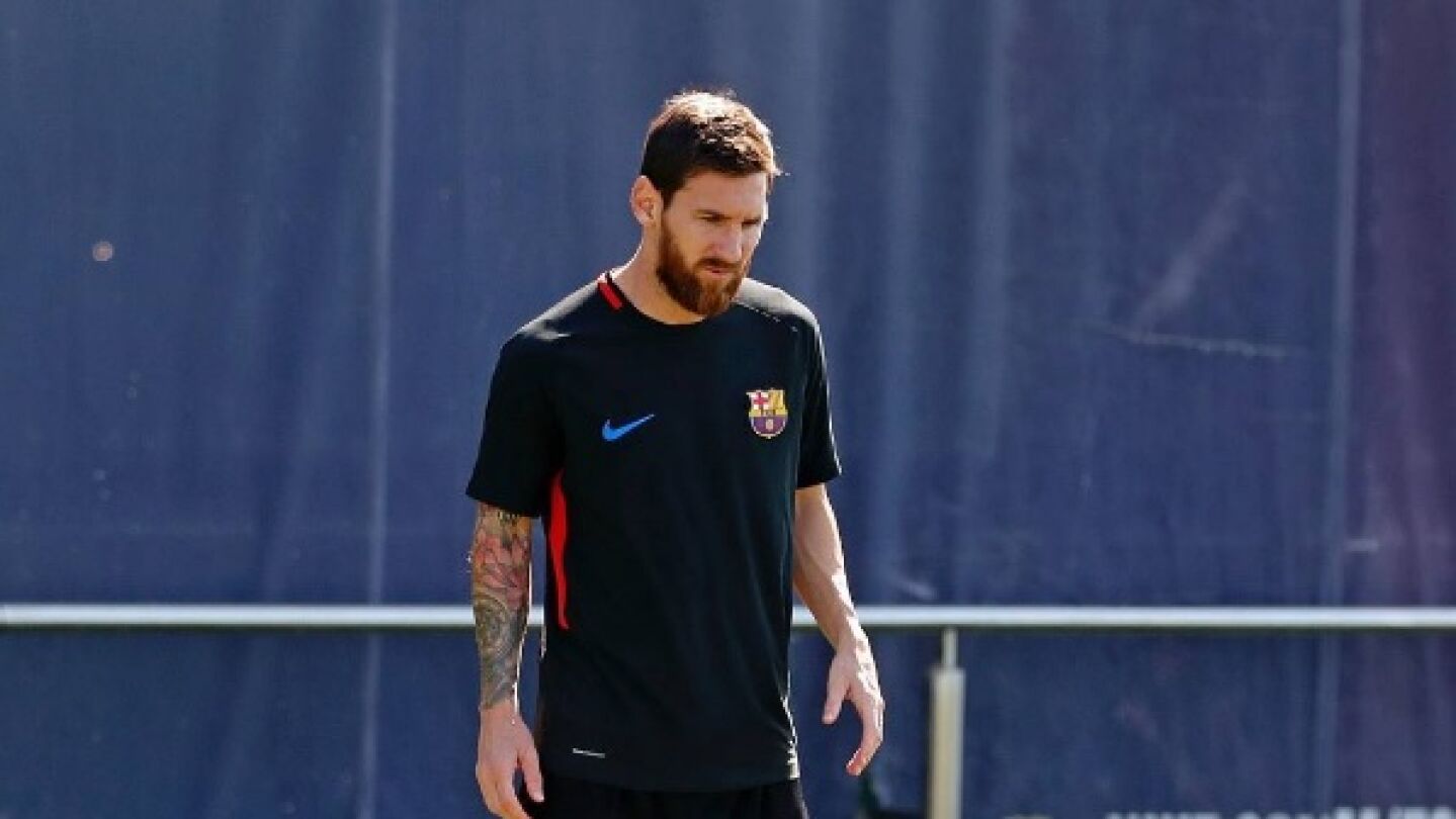 Leo Messi, en un entrenamiento con el Barcelona