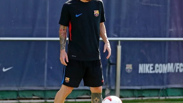 Leo Messi, en un entrenamiento con el Barcelona