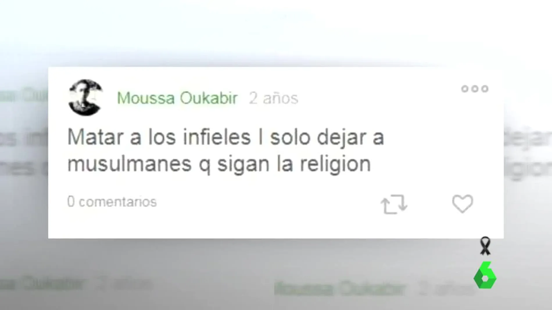 Mensaje de Moussa Oukabir en su cuenta de Twitter