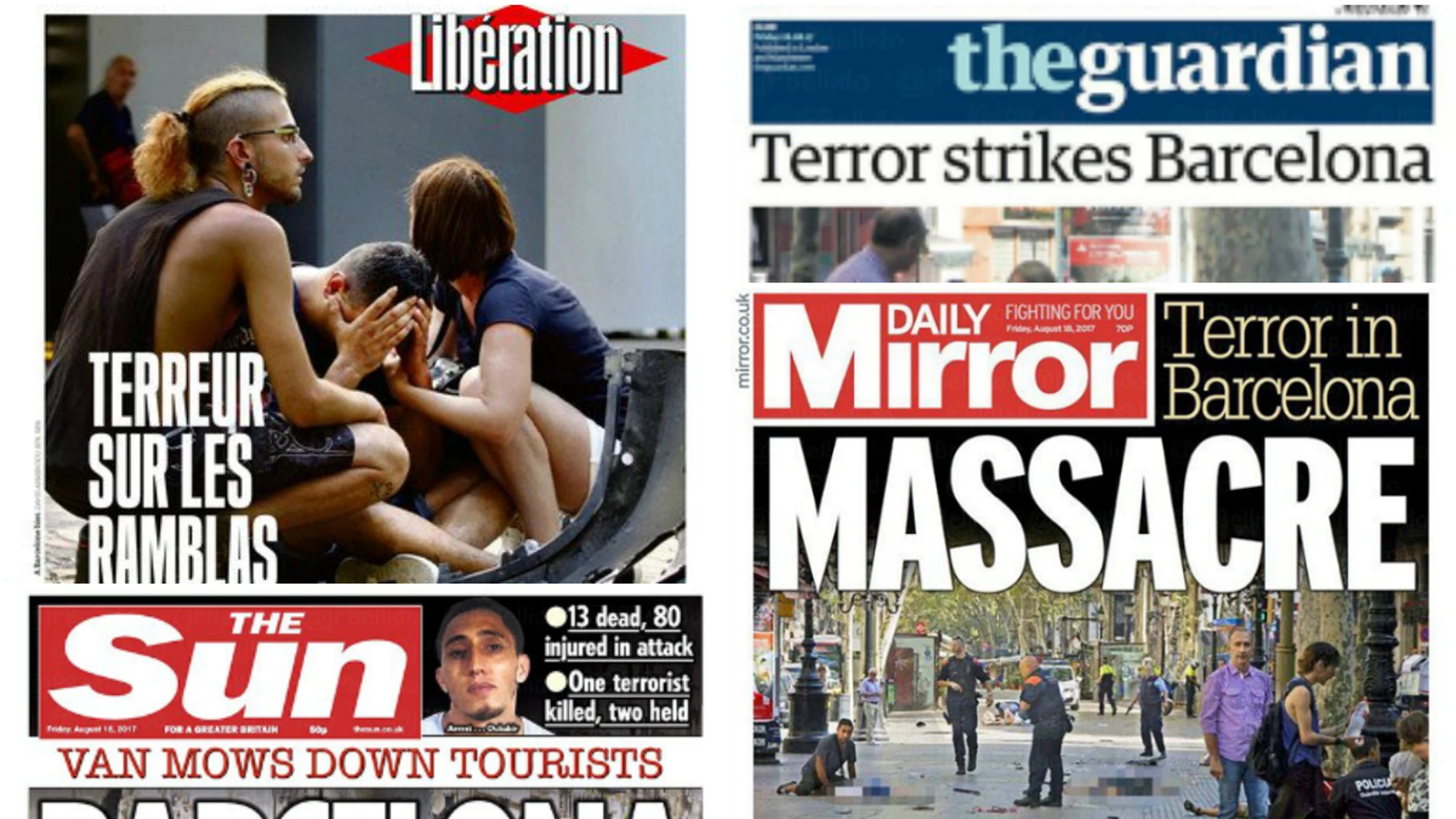 Las portadas internacionales tras el atentado de Barcelona