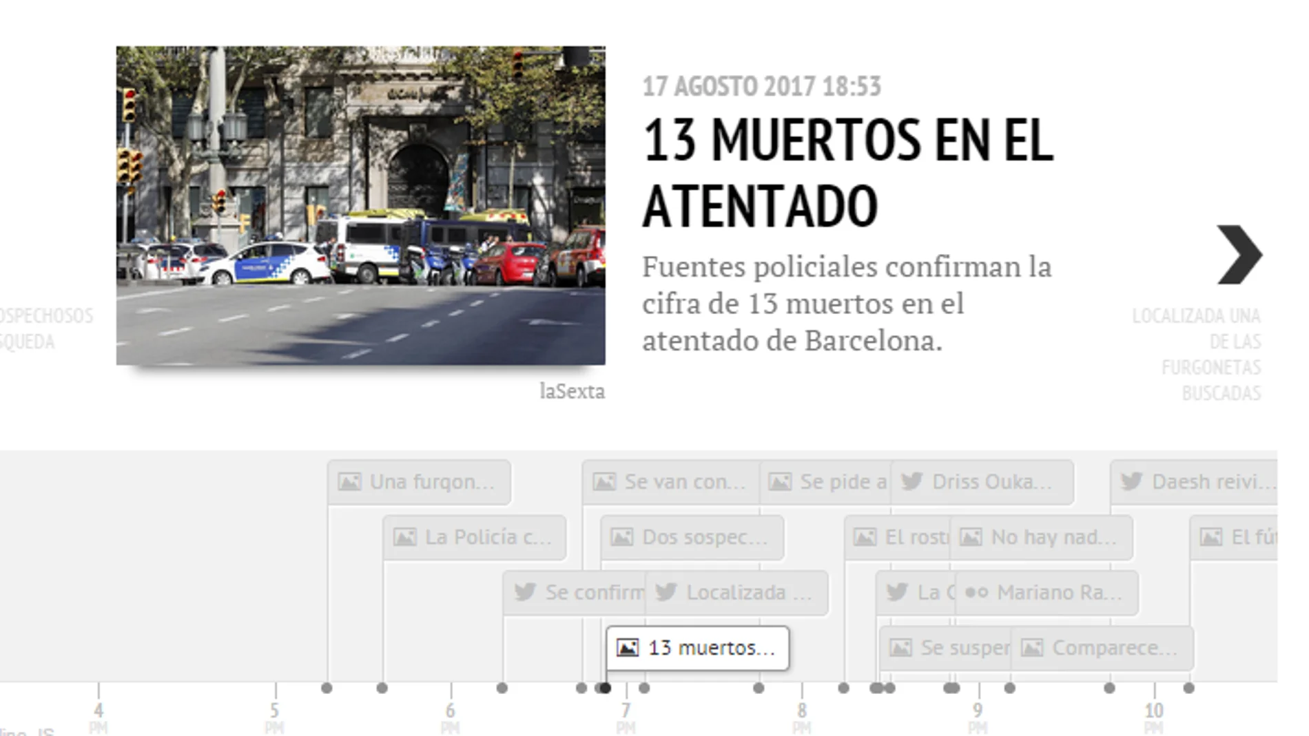La cronología de los atentados de Barcelona y Cambrils