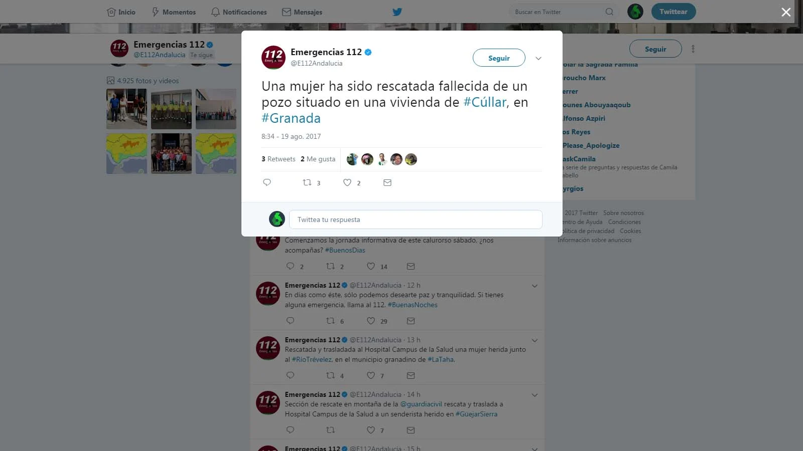 Rescatan el cuerpo de una mujer en un pozo en Cúllar, Granada Rescatan el cuerpo de una mujer en un pozo en Cúllar, Granada