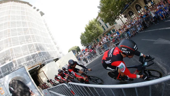 El equipo BMC, durante la crono por equipos de la primera etapa de la Vuelta a España El equipo BMC, durante la crono por equipos de la primera etapa de la Vuelta a España