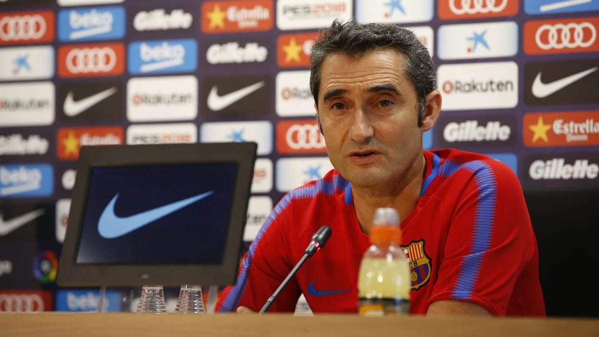 Ernesto Valverde, durante la rueda de prensa