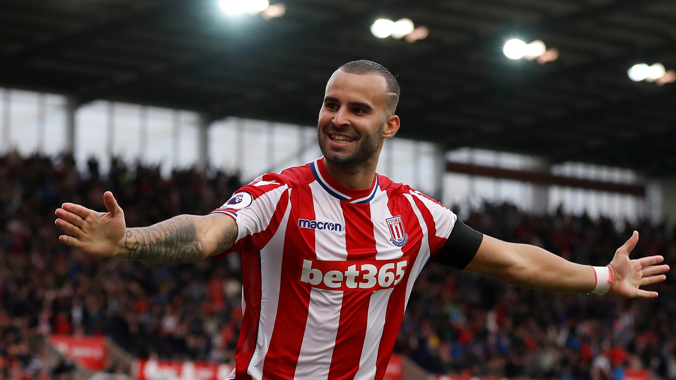 Jesé Rodríguez celebra su primer gol con el Stoke City