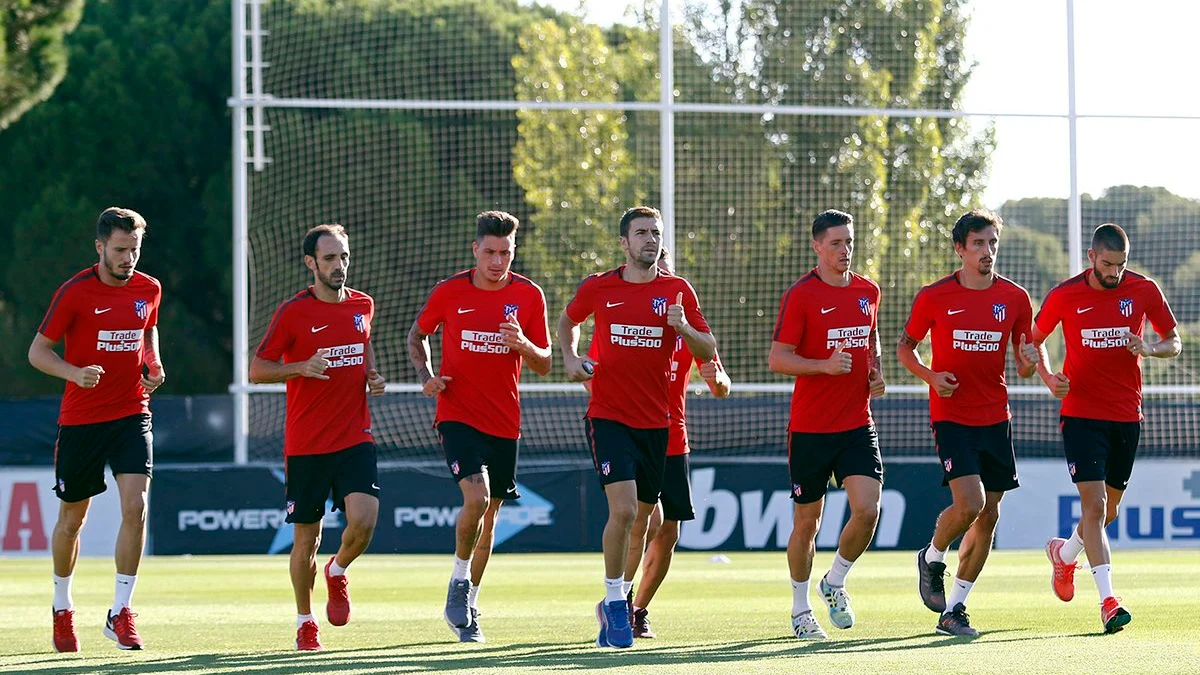 El Atlético, en un entrenamiento El Atlético, en un entrenamiento